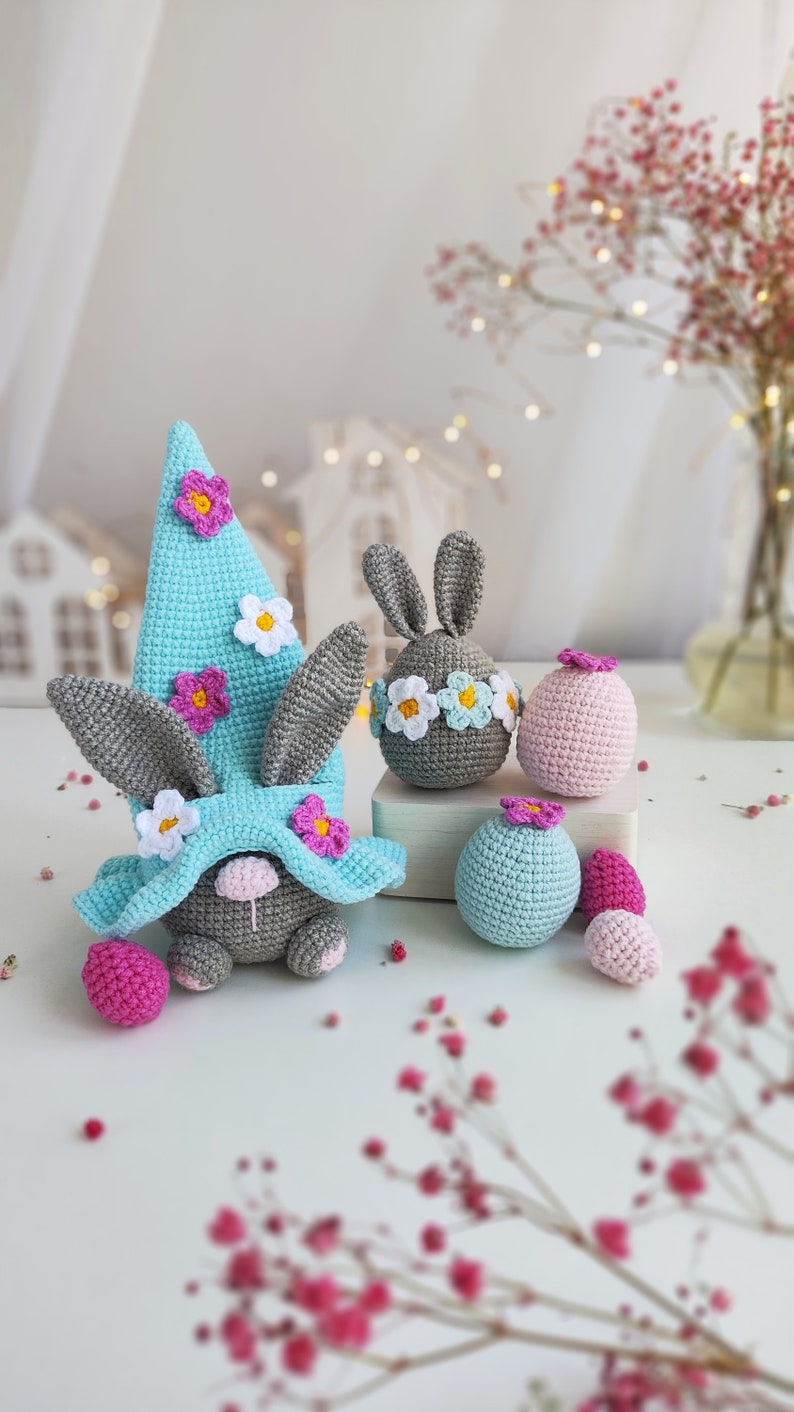 Patrons au crochet Lapin de Pâques et oeuf au crochet, modèle amigurumi lapin nain au crochet, modèle de décoration de Pâques au crochet image 7