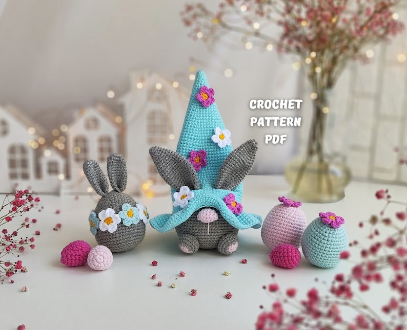 Patrons au crochet Lapin de Pâques et oeuf au crochet, modèle amigurumi lapin nain au crochet, modèle de décoration de Pâques au crochet image 1