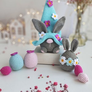 Patrons au crochet Lapin de Pâques et oeuf au crochet, modèle amigurumi lapin nain au crochet, modèle de décoration de Pâques au crochet image 8