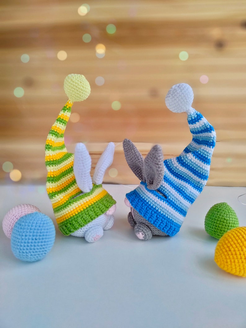 Easter Bunny and egg crochet patterns, crochet gnome amigurumi PDF pattern, Crochet Easter gnomes patterns, crochet Easter decor zdjęcie 7