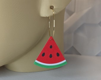 Fruity watermelon earrings / melon earrings (hanging earrings with hoop earrings, type 2)