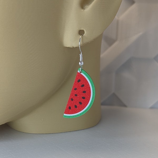 Fruchtige Wassermelonen Ohrringe / Melonen Ohrringe (Hängeohrringe mit Ohrhaken, Typ 1)
