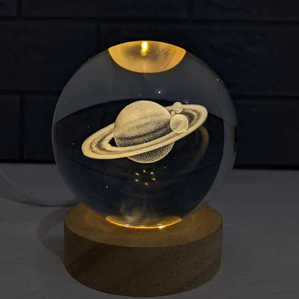 Galaxy Crystal Ball Lampe, 3D Planet Mond Lampe, Wohndekoration