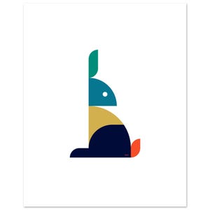 Contemporary Rabbit Designs Mid-century Modern Rabbit Print, Modern Bold Colorful Animal Decor ...