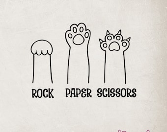 Rock Paper Scissors Cat Paw SVG, Funny Cat Lover Gift (Digital File)