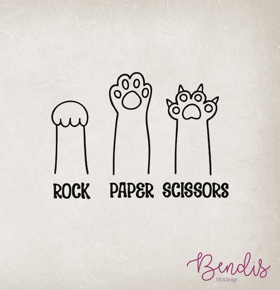 Rock Paper Scissors Cat Paw SVG, Funny Cat Lover Gift (Digital File)