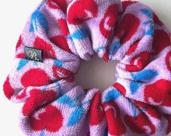Towel Scrunchie for Wet Hair, Cherry Print Absorbent Hair Tie, Hair Accessory Gift Set for Her, Canvas Tote and Swim Scrunchie Bundle