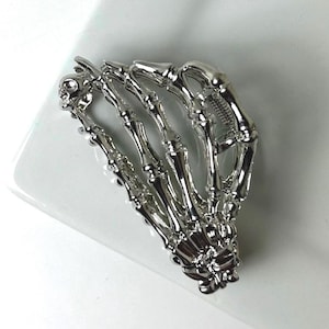 Skeleton Hand Hair Claw: Silver Gothic Punk Clip - DIY Supply
