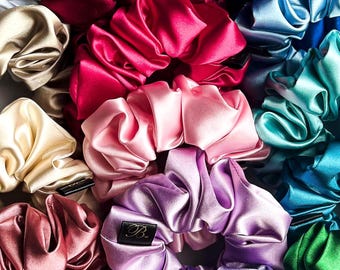 Satin Scrunchie, Vegan Silk Hair Tie, Handmade Hair Accessory for Women, Luxe Gift for Her, Ponytail & Messy Bun Holder, Soft Hair Elastic