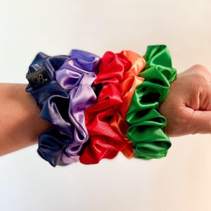 Handmade Vegan Satin Scrunchie: Soft Hair Tie for Ponytails, Buns, Everyday Wear, and Gifts – Made in California, 19 Colors