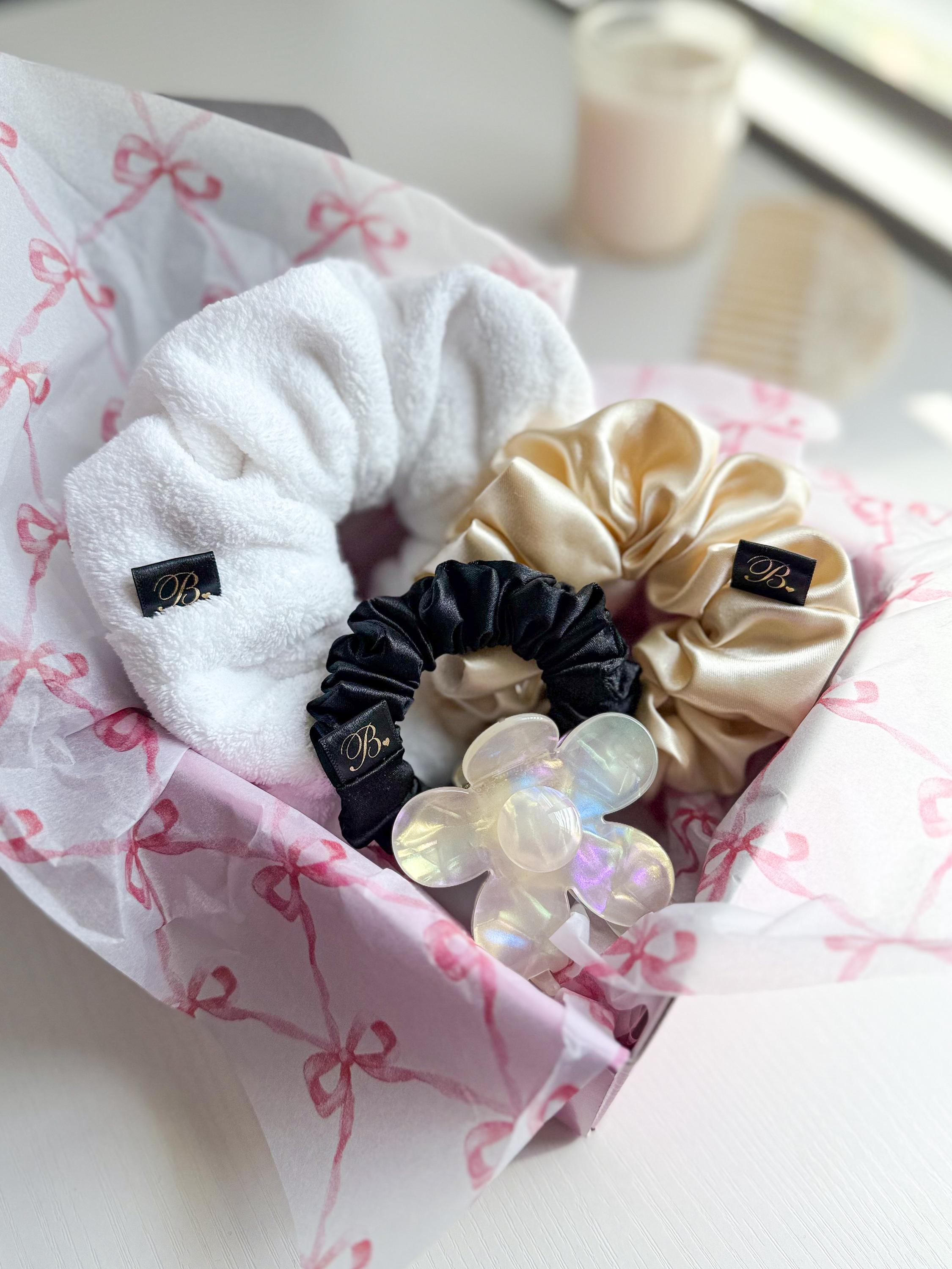Hair Accessories Gift Set - Satin & Towel Scrunchies With  display picture 1