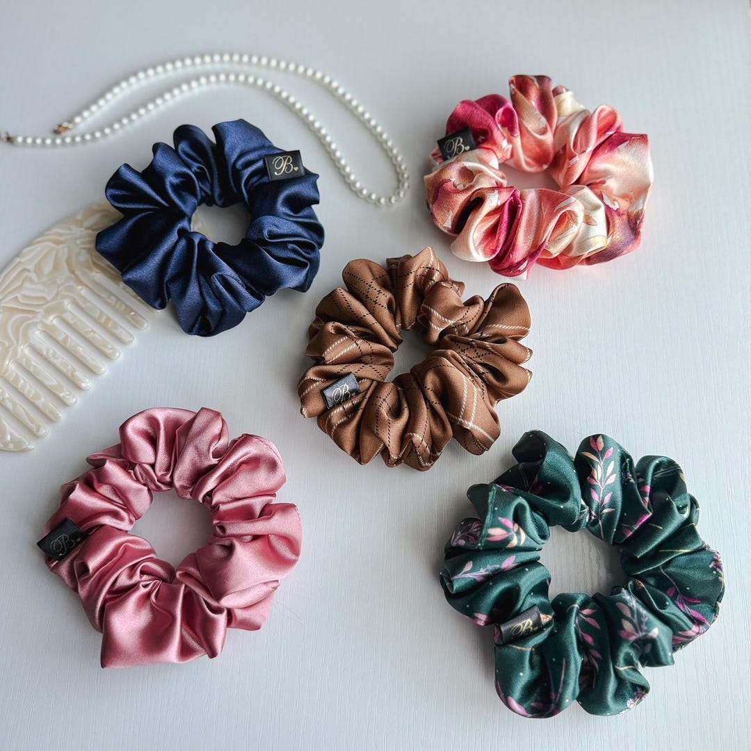 Scranchy Vegan Satin Scrunchie for Messy Bun, Top Knot Hair Tie, Handmade Hair ...