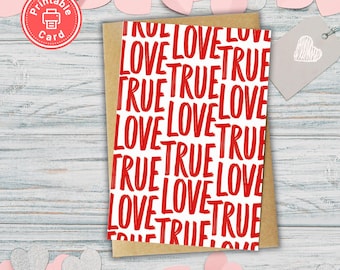 True Love Valentine's Day Card, Romantic Printable (Digital Download)
