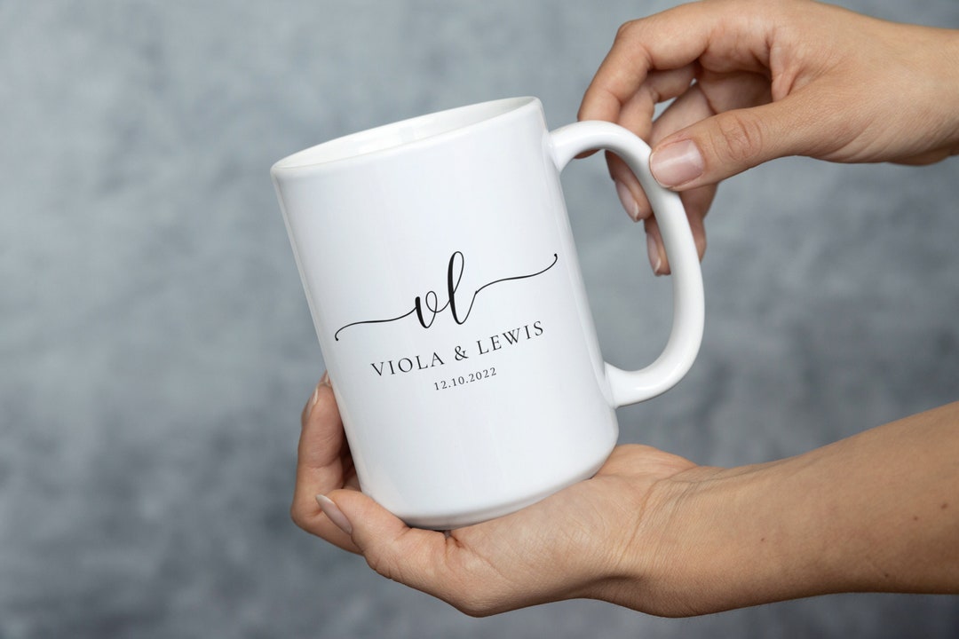 Personalized Mr & Mrs Coffee Mugs, Custom Wedding Gift, Personalized Wedding Mugs, Engagement