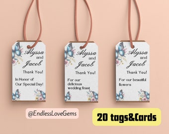 Vendor Wedding Gift Tags, Butterfly Card, Butterfly Gift Cards, Butterfly Party Favors, Butterfly theme Stationary, Vendor Thank You, Gift