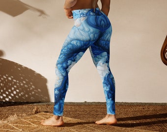 High Waisted Yoga Leggings - Athleisure Sport Squad-Proof  Burning Man  Festival  Holographic  Fractals