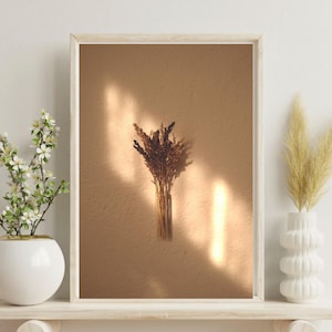 Minimalist Dried Flower Wall Art Printable Botanical Beige Poster Modern Nature Inspired Digital Download Rustic Home Decor Neutral Artwork