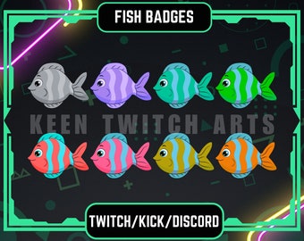 Colorful Fish Twitch Badges: Bit & Subscriber Badges (Digital Download)