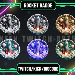 Rocket Sub Badges | Bit Badges | Twitch Badges | Cute And Kawaii Premade Sub Badges | Pastel Design.
