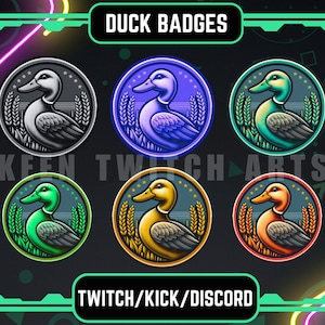Twitch Duck Sub Badges Or Bit Badges: Animal-Themed, Premade Badges For Twitch, Discord, And YouTube.