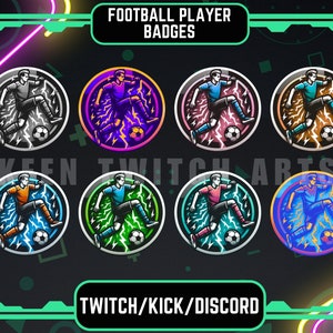 Twitch Football Players Sub Badges & Cheer Bit Badges: Sports And Athlete-Themed Graphics For Twitch Streams.
