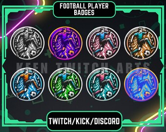 フットボール選手のTwitchサブバッジ：スポーツストリームグラフィック（デジタルダウンロード）