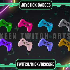 8x Stream Sub Badges - Gaming Joystick - Controller | Premade Sub Badges | Discord | Twitch | Youtube | Community.