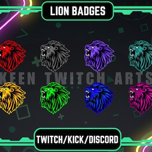 Odznaki Lion Sub: dostosowane do serwisów Twitch, Discord, subskrypcji i streamerów | Odznaki Animal.