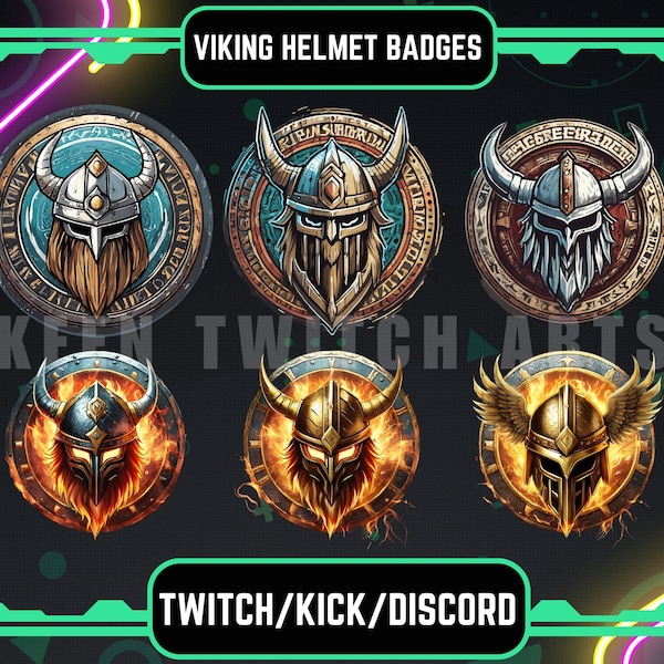 Twitch Sub Badges | Viking Helmet Package | Warrior Badges | Twitch | Discord | Gaming | Streamer.