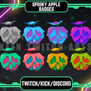 8 Twitch Spooky Apple Badges | Horror Badges | Halloween Badges | Ready To Use | Instant Download Badges |