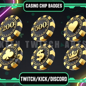 Casino Chips | Gambling Badges | Poker Coins Badges | Twitch - YouTube - Discord - Kick | Sub Badges - Points - Bits | Streaming.