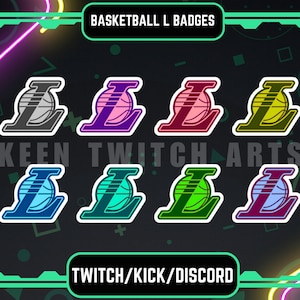 Basketball L Sub Badges for Twitch, YouTube, Discord | Stream Badges | Twitch Sub Badges | Alphabet Badges | Discord Roles | Ball Badges.