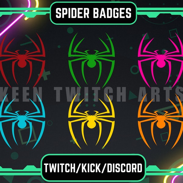 6x Spider Twitch, YouTube, Discord Badges | Premade Badges | Bugs Badges | Twitch Badges | Insect Badges.