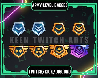 Twitch Army Levels Sub Badges / Bit Badges / Military Badges / Ranks Badges / Twitch Artwork Badges.