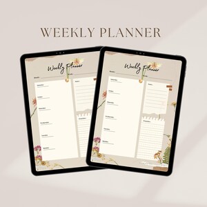 Minimalist Weekly Planner for iPad PDF | Digital Weekly Organizer Template with Notes & Priorities Section | Goodnotes Editable Insert
