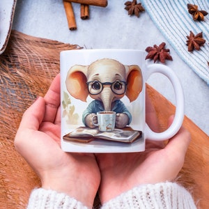 Cute Elephant Mug - Ceramic Coffee Cup - Elephant Coffee Cup - 11oz Mug - Birthday Gift - Funny Mug - Funny Animal Mug - Elephant Mug