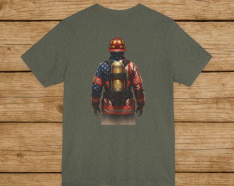 Camiseta de bombero estadounidense / Camiseta patriótica de bombero / Camiseta con gráfico de espalda de bombero / Regalo para socorristas