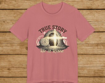 Camiseta cristiana "Él ha resucitado" / Camiseta de Pascua "Tumba vacía" / Camiseta de fe "Historia real de la resurrección"