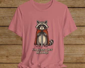 Camiseta de mapache quemado, camiseta divertida de quemado, camiseta "Estoy quemado, señor", camiseta con estampado de mapache adorable, camiseta de humor fantástico