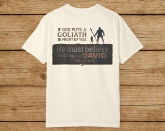 Camiseta cristiana de David y Goliat, camiseta con temática religiosa, camiseta con versículo bíblico, camiseta cristiana motivacional, camiseta religiosa, camiseta Comfort Colors
