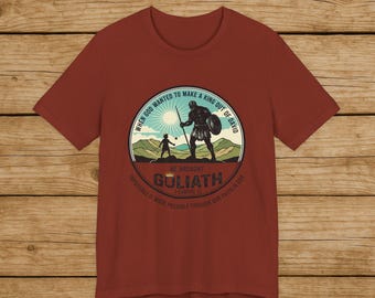 Camiseta cristiana de David y Goliat / Camiseta con la historia bíblica de 1 Samuel 17 / Ropa cristiana "Fe sobre gigantes" / Bella Canvas 3001