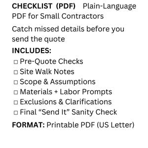 Checkliste für Auftragszitate und Kostenvoranschläge - PDF-Dateien in leicht verständlicher Sprache für kleine Handwerker