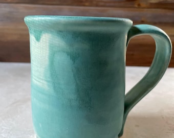 Handmade Pottery Mug •  Sea-Glass Turquoise Stoneware Cup
