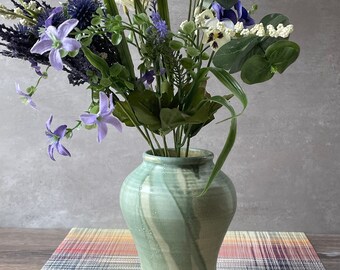 Vase Home Decor Accent// decorative unique one of a kind ceramic flower vase, sage matt green glaze