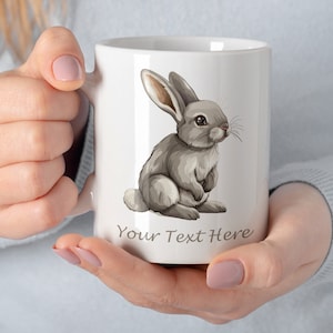 Custom Cute Rabbit Design Mug, Personalized Mug, Artistic Mug, Animal Mug, Gift Ideas, Christmas Present, Gift for Her, Custom Gift