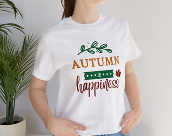 Personalized Autumn Happiness Unisex Jersey Tee - Embrace the Season in Style with this Custom Short Sleeve Comfort