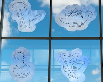 Baby Dino Window Decals | Nursery Decor | Gift Idea | Custom Window Cling | Personalized Suncatcher | Window Sticker | Home Decor | 4 Pack