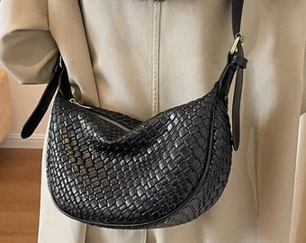 Shoulder Bag Adjustable Strap Woven Simple Hobo Bag Solid Color Stylish Shoulder Bag Shopping Bag Womens