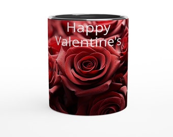 valentines day Rose Coffee mug, coffee mug with roses, Rose lover gift, rose covered coffee mug, valentines day