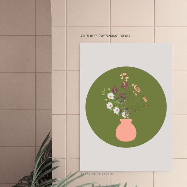 Personalized wall art, TIK TOK Flower trend, Custom illustration, personalised photo, photo illustration, boyfriend gift, girlfriend gift